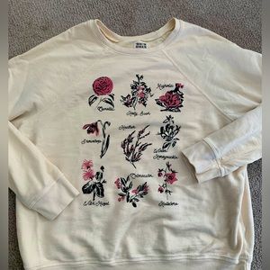 anthropologie vintage botanical sweatshirt, size L